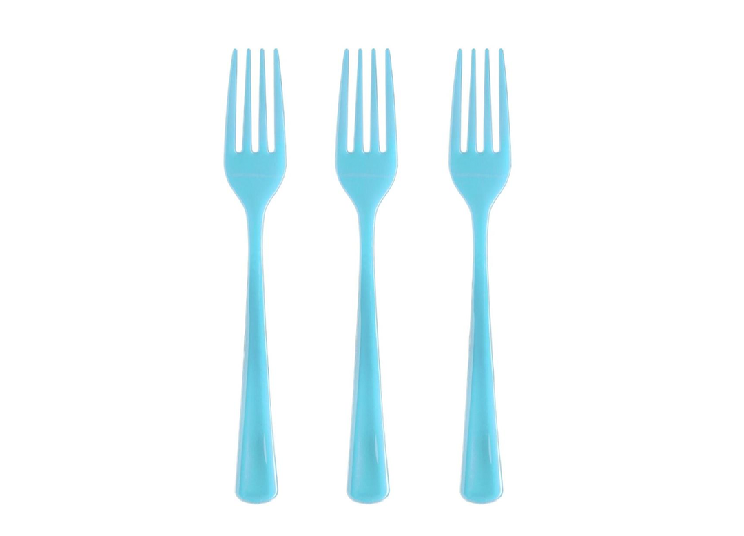 Turquoise Disposable Heavy-Duty Plastic Forks, 20ct