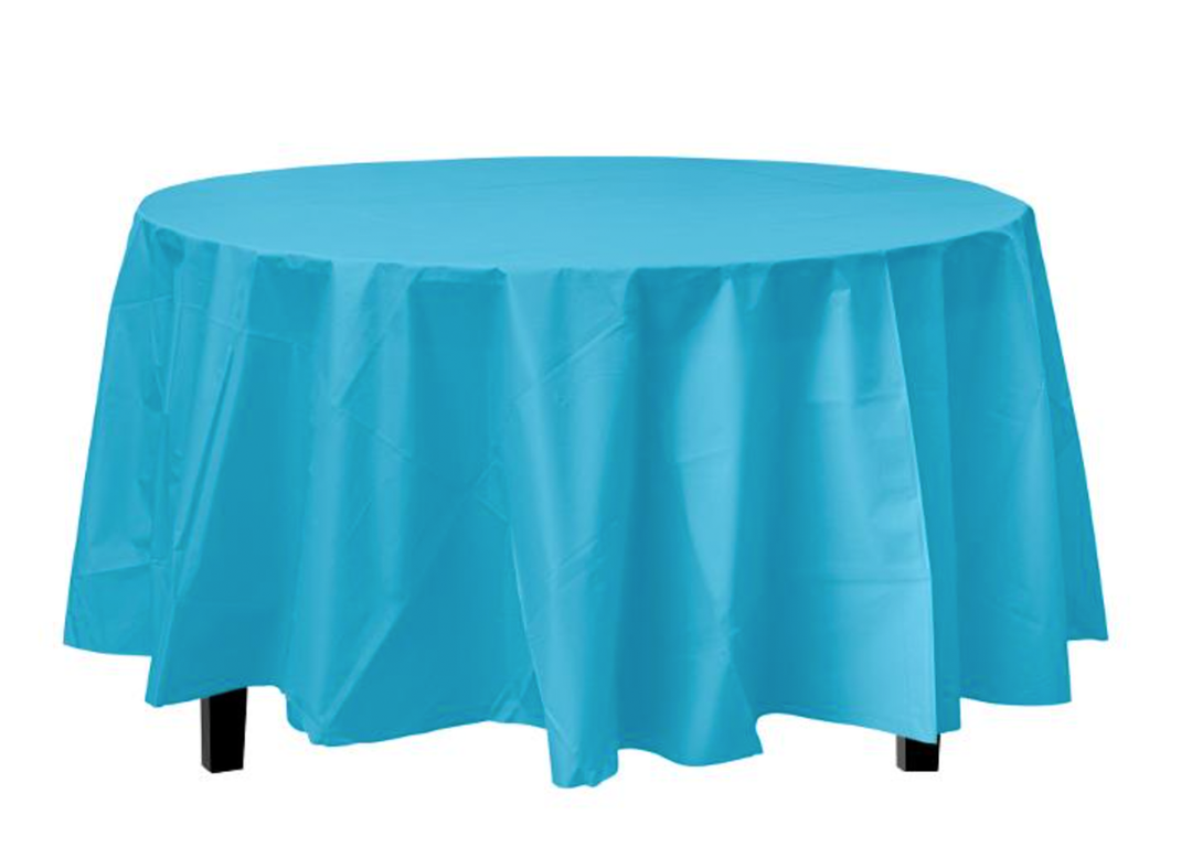 Turquoise Plastic Round Table Cover