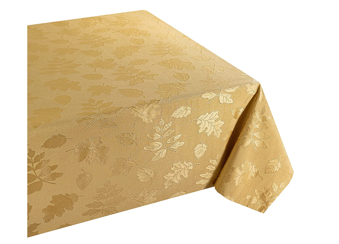 Gold Rectangular Fall/ Thanksgiving Polyester Cloth Table Cover, 1ct