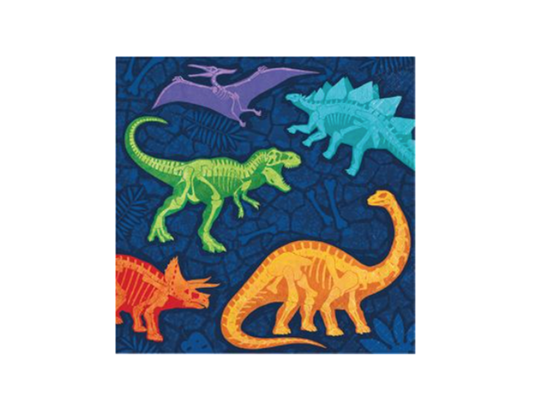 Dinosaur Blue Lunch Napkins, 6.5in, 16ct