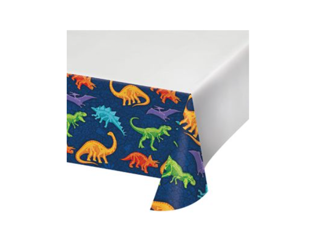 Dinosaur Blue Plastic Rectangle Table Cover, 1ct