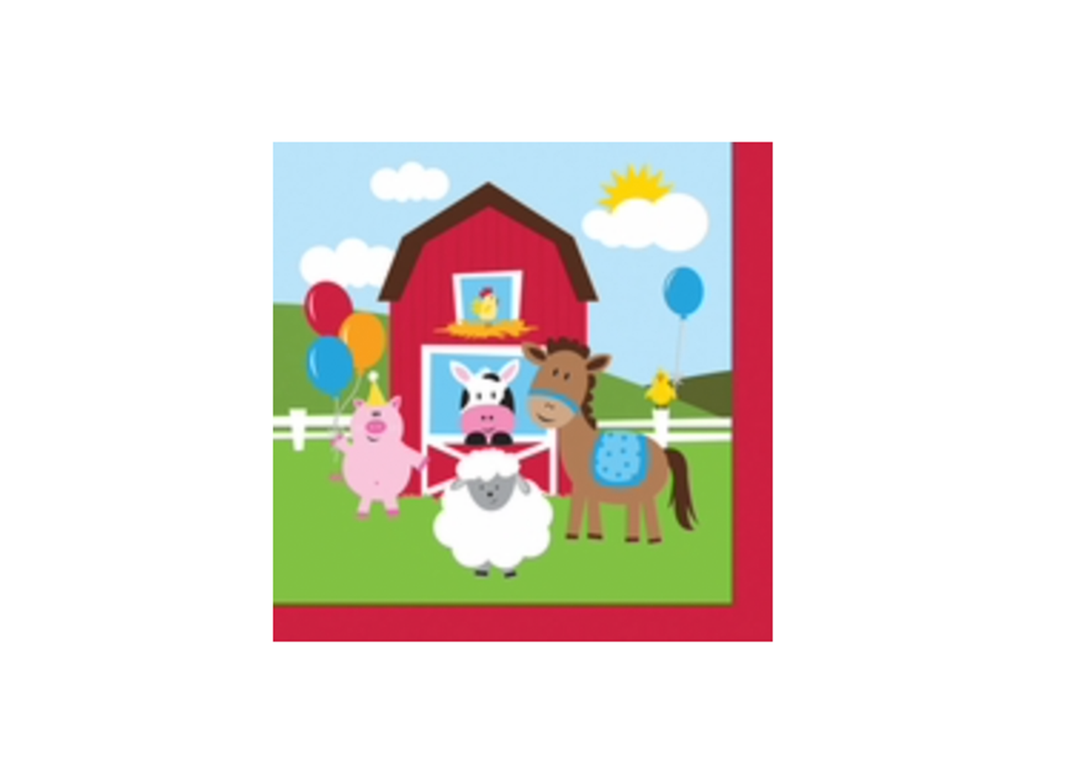 Festive Farm Paper Beverage Napkins, 5in, 16ct