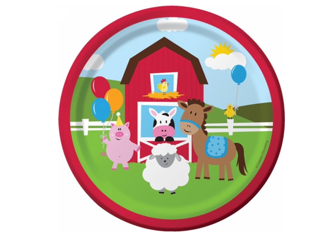 9in Festive Farm Round Paper Lunch Plates, 8ct