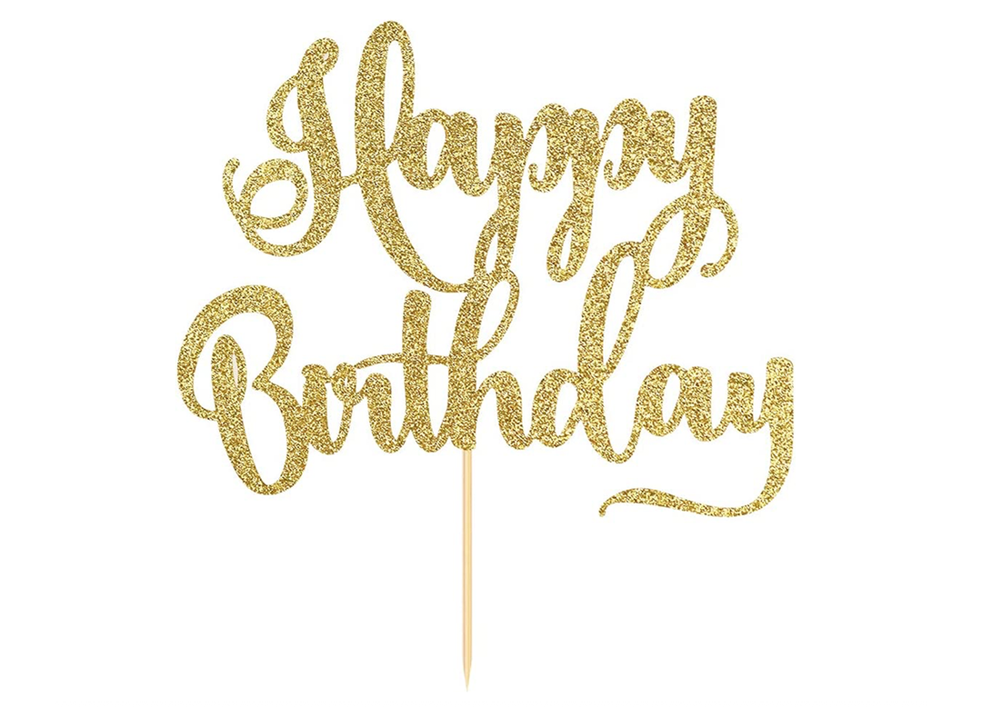 Gold Glitter "Happy Birthday " Cake Topper