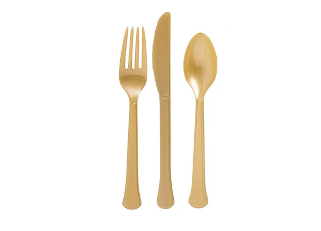 Gold Disposable Heavy Duty Plastic Cutlery Sets 24 ct