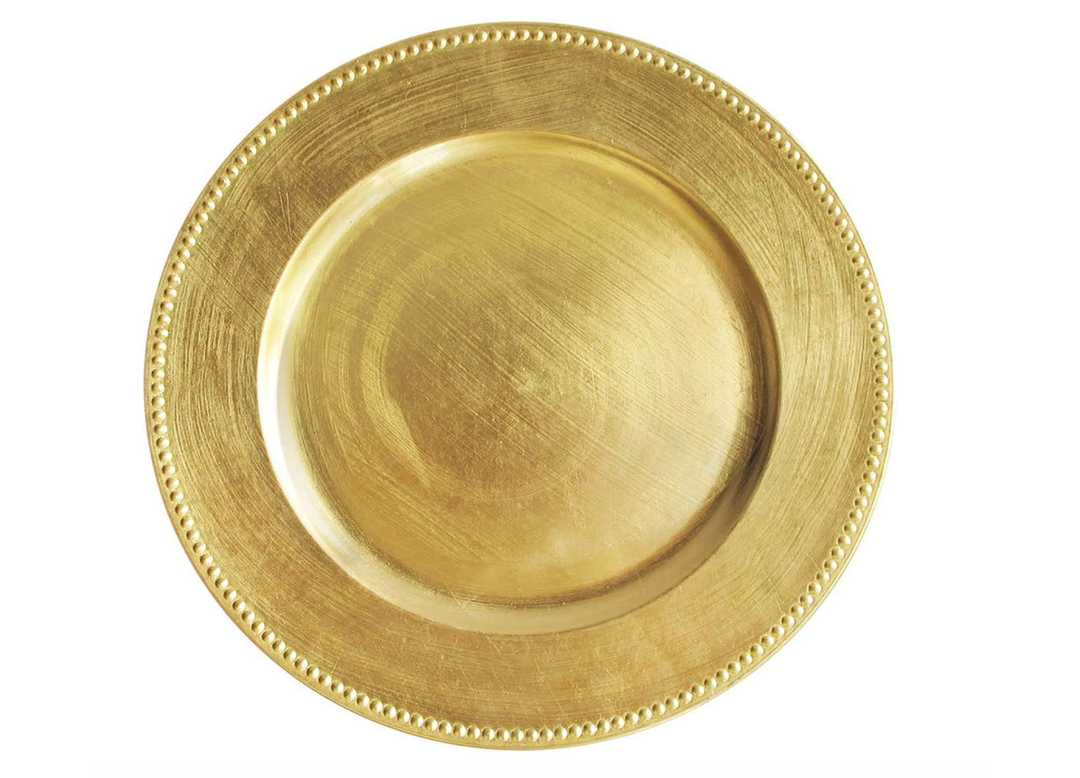 Gold Beaded Solid Charger Plate 1ct