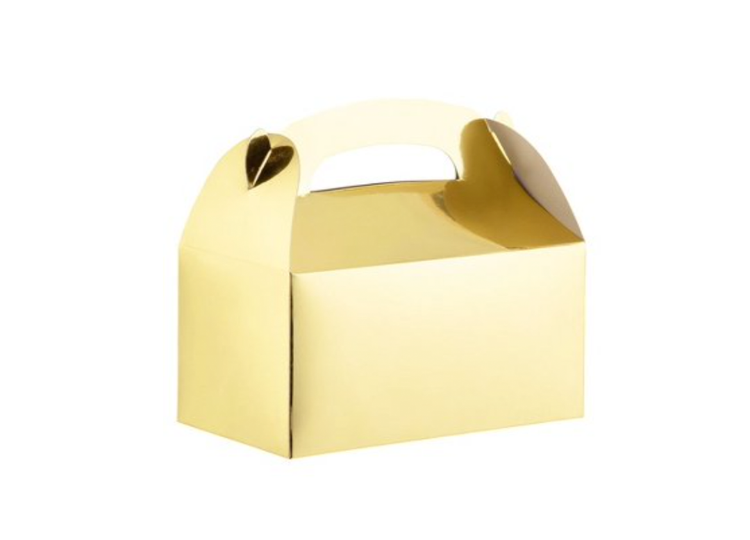 Small Metallic Gold Gable Gift Boxes, 8ct