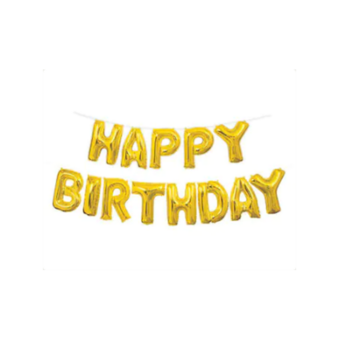 Gold Happy Birthday Balloons