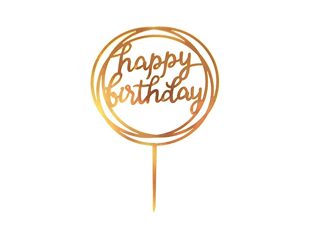 Gold Happy Birthday Cake Topper C