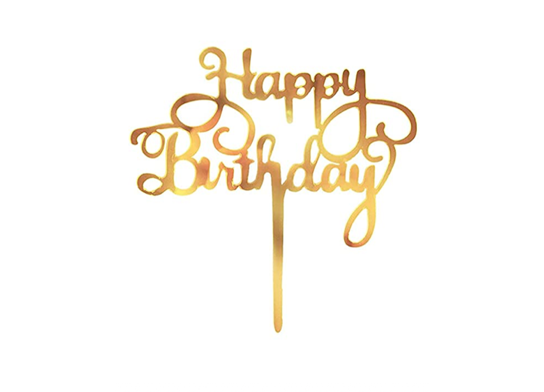 Gold Happy Birthday Cake Topper E