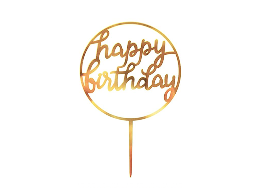 Gold Happy Birthday Cake Topper D