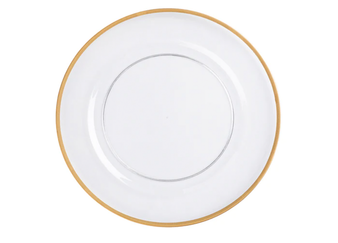 Gold Trim Transparent Plastic Charger Plate 1ct