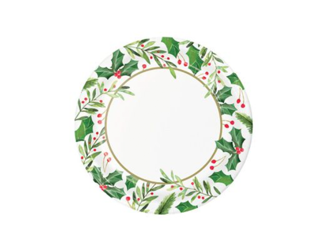 Traditional Holly Print Dinner Plates, 12ct