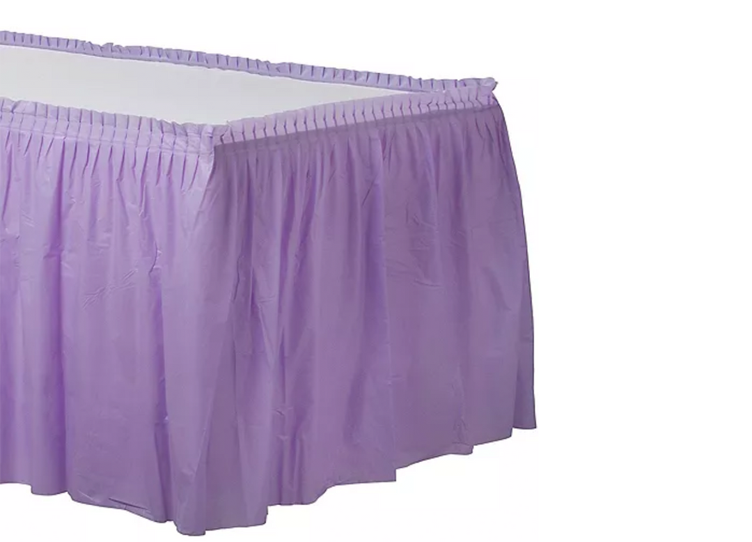 Lavender Plastic Table Skirt