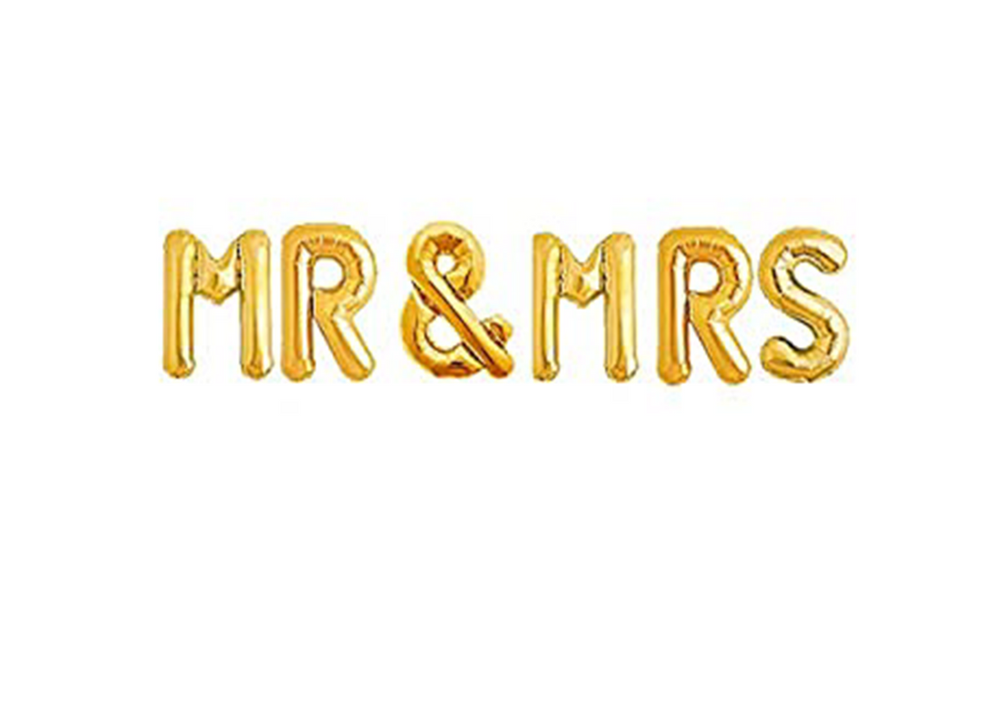 Gold "MR. & MRS." Mini Air Filled Balloon
