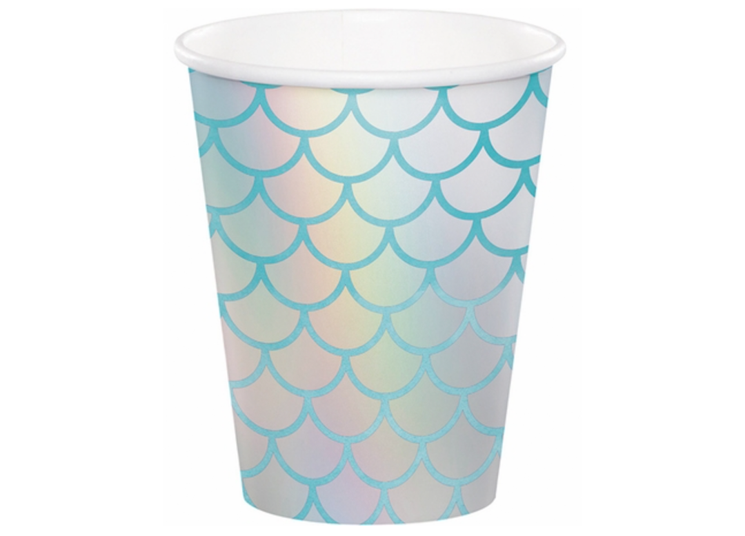 Mermaid Birthday Metalic Paper Cups, 8 ct