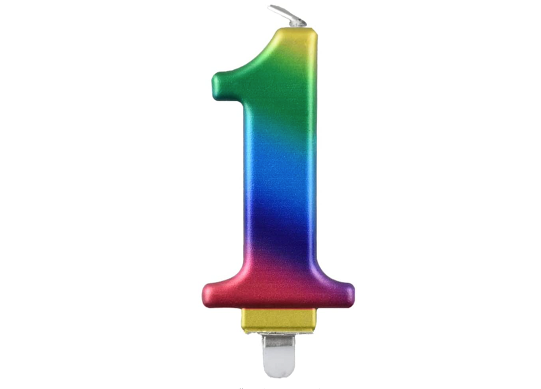 Rainbow Number Birthday Candle #1