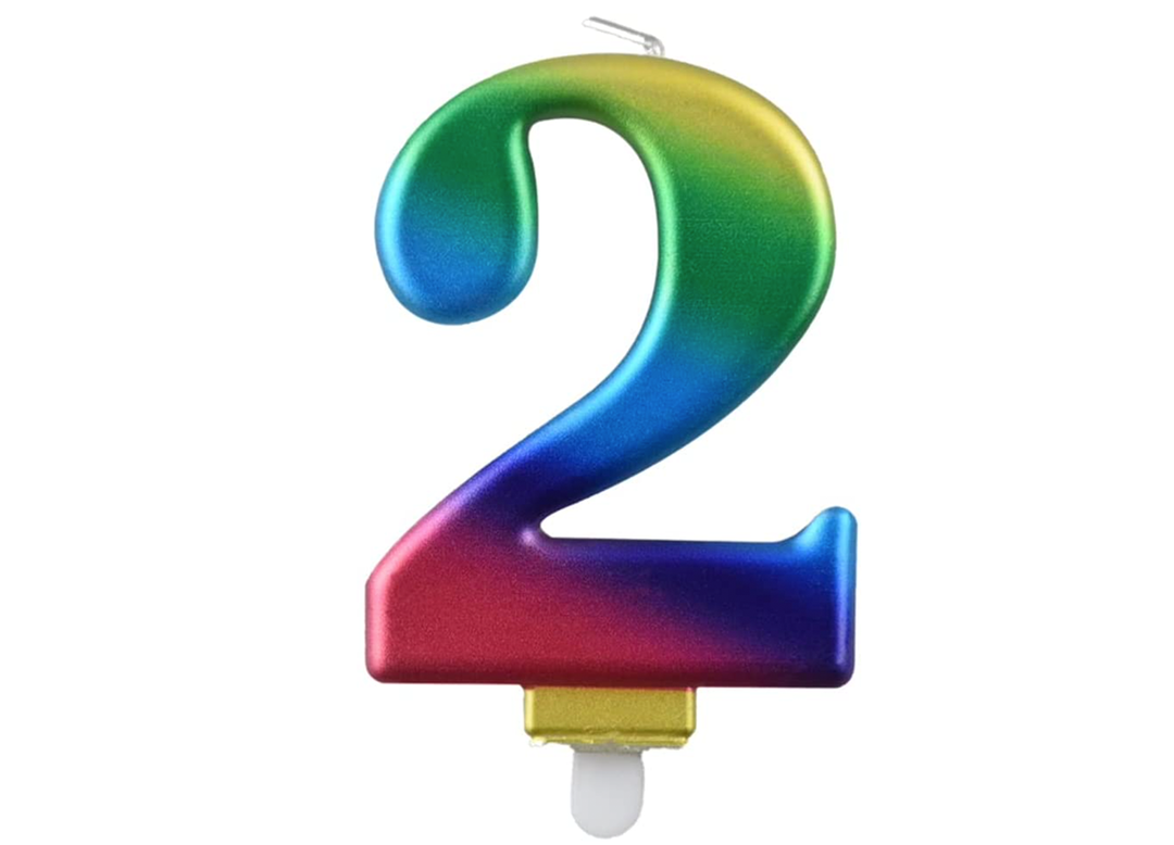 Rainbow Number Birthday Candle #2