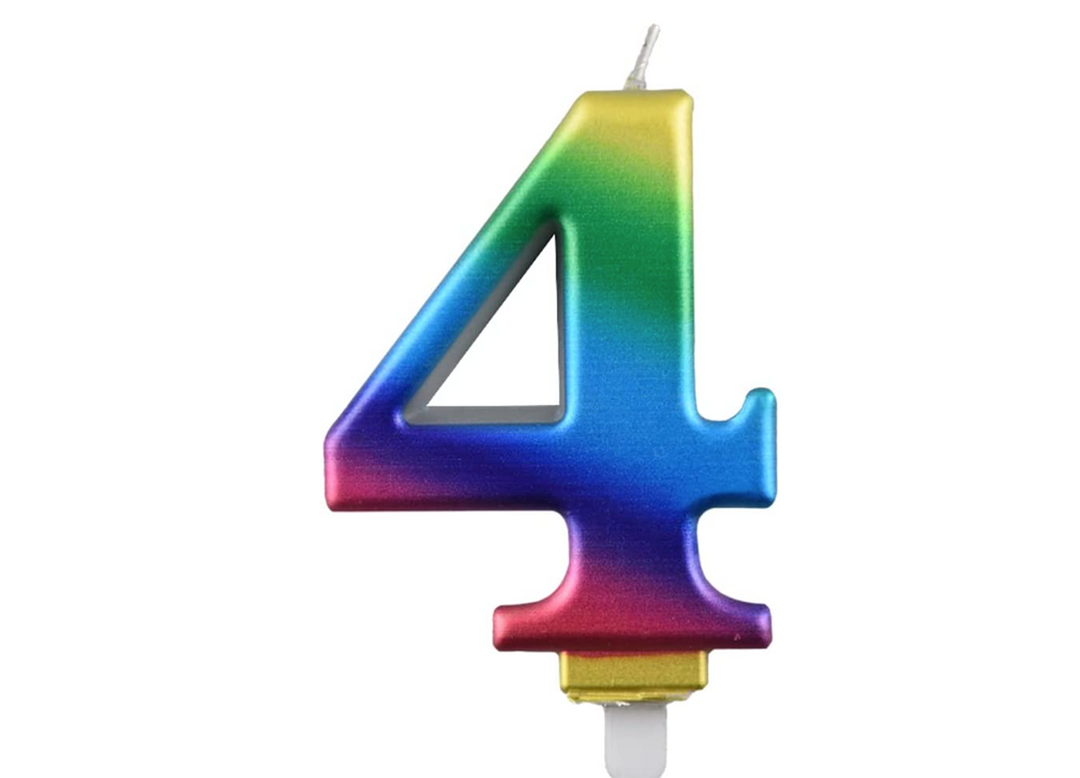 Rainbow Number Birthday Candle #4