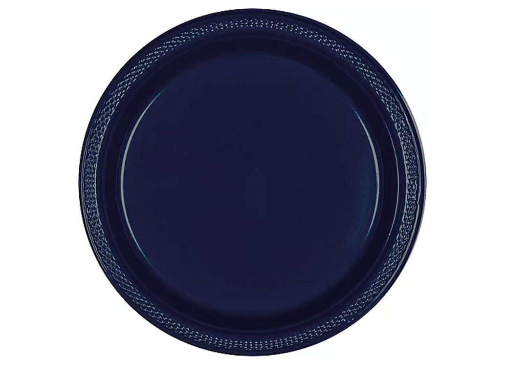 Navy Dinner Plastic Plates 10.25in