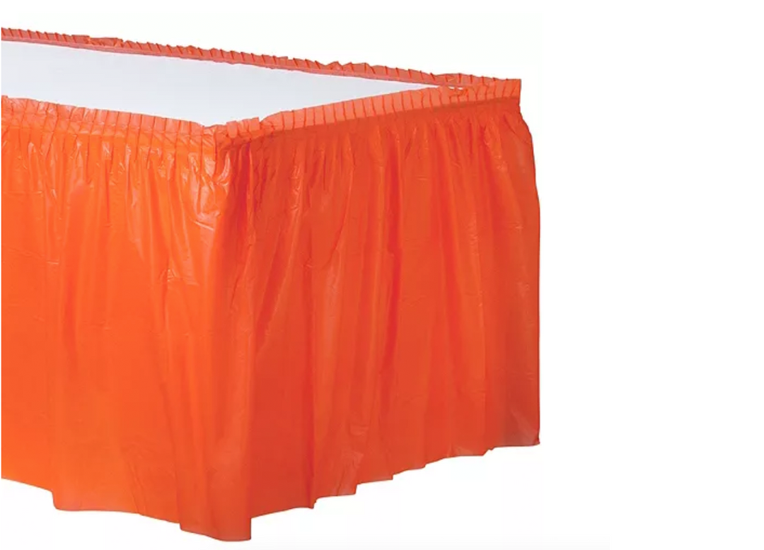 Orange Plastic Table Skirt