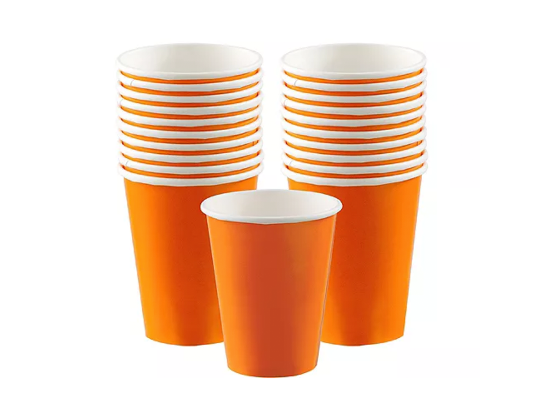Orange Paper Hot Coffee Cups, 20ct