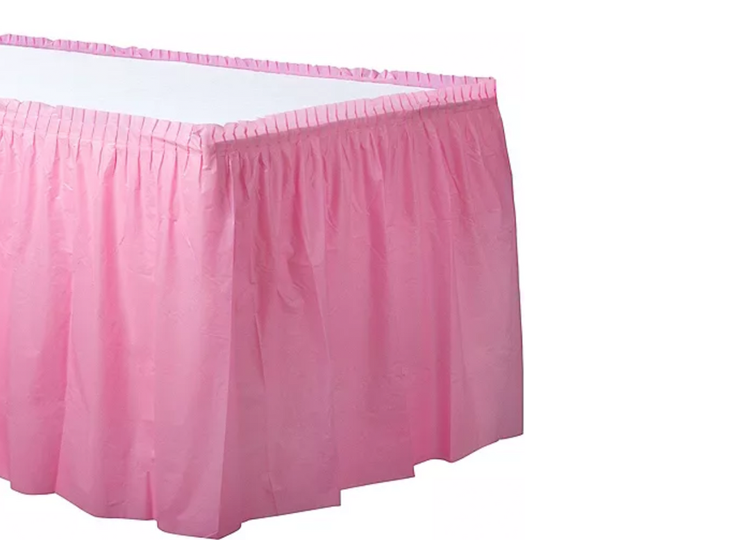 Pink Plastic Table Skirt
