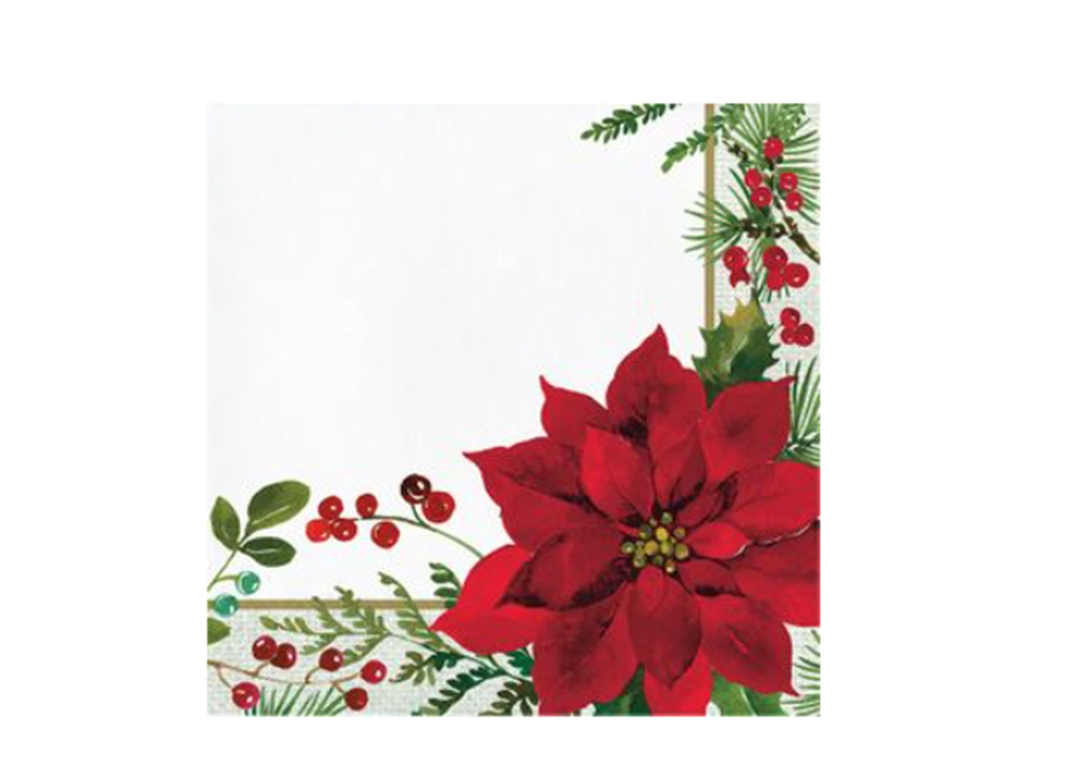 Christmas Poinsettia Luncheon Napkins, 16ct