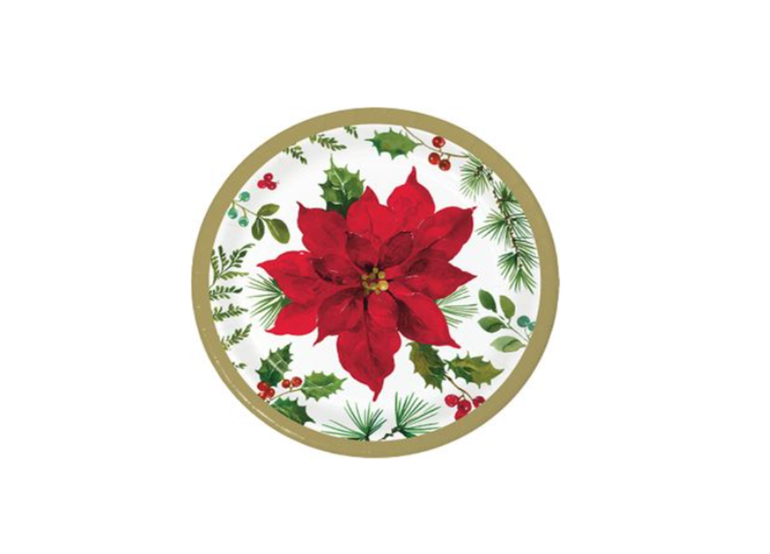 Christmas Poinsettia Dessert Plates, 12ct