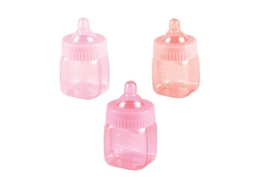 Mini Pink Bottles Baby Shower Favors, 6ct