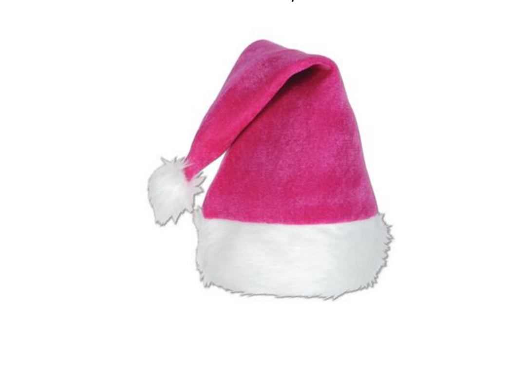 Pink Velvet Santa Hat with Plush Trim 1ct