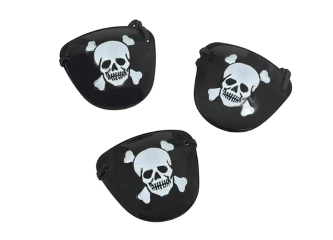 Mini Plastic Black Pirate Eye Patches Party Favors
