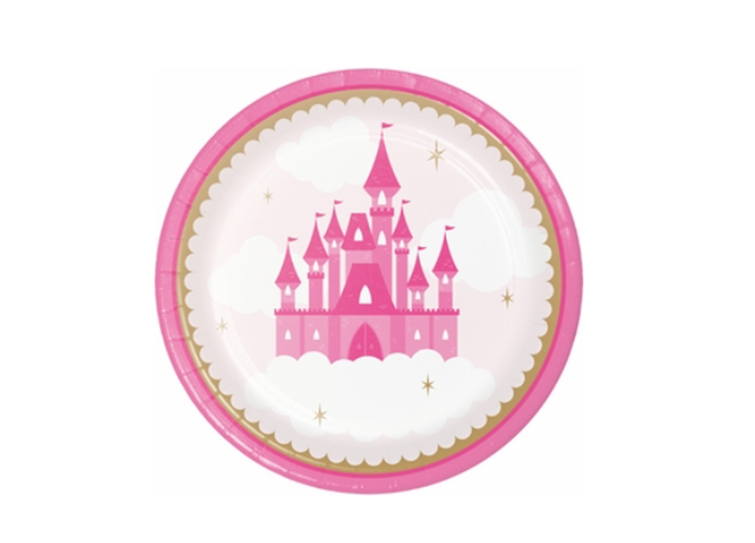 Princess Birthday Round Paper Lunch Plates, 8ct