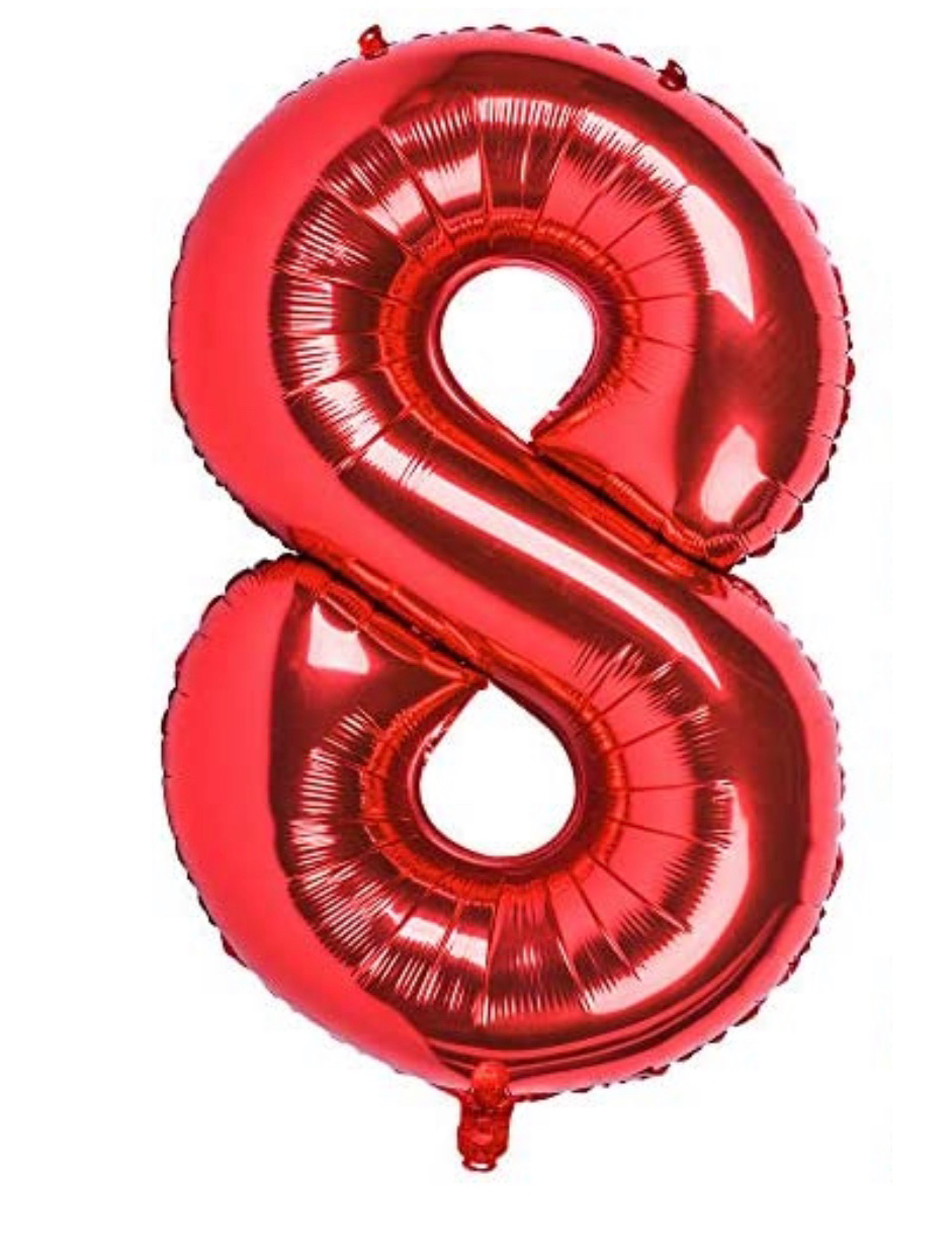 Red Number 8 Shaped Foil Balloon