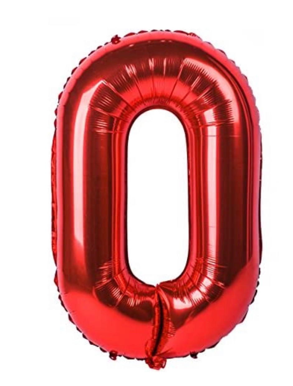 Red Number 0 Shaped Foil Balloon