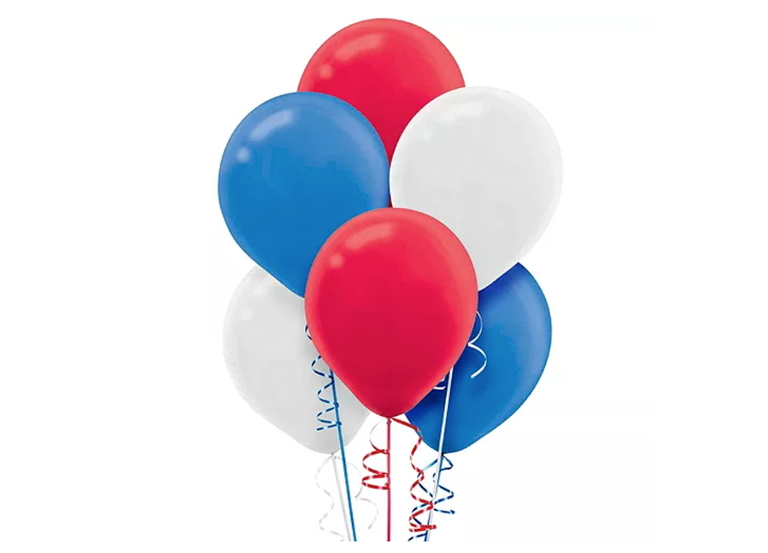 12" Red, White, and Blue Latex Balloons