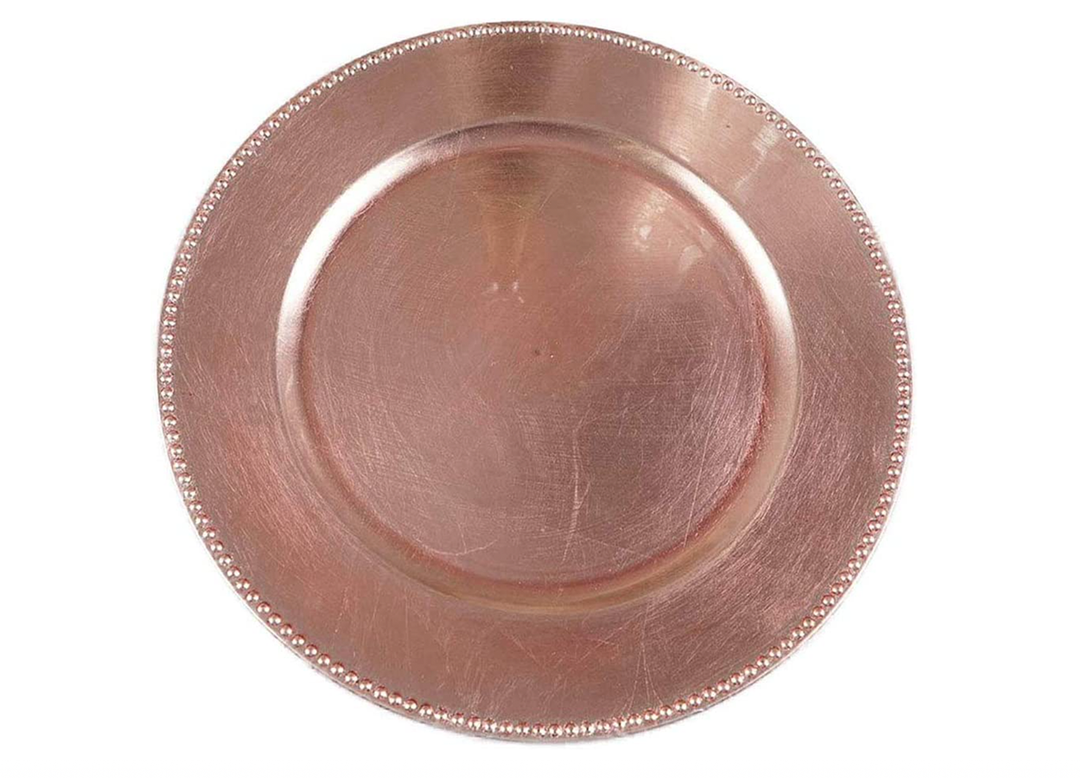 Rose Gold Beaded Solid Charger Plate 1ct