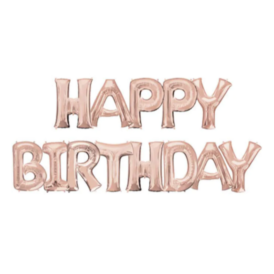 Rose Gold Happy Birthday Balloons