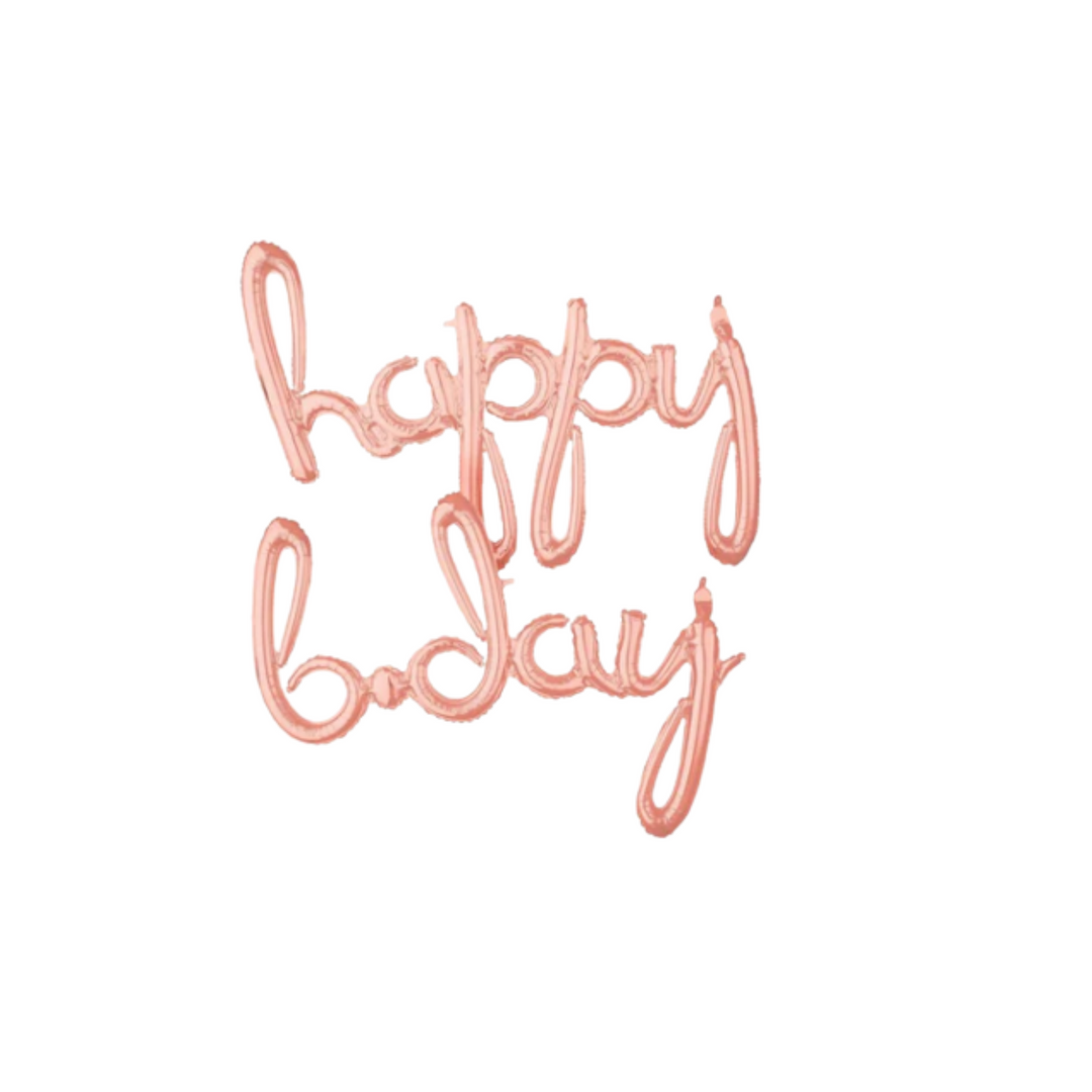 13 inch Cursive Rose Gold Air filled Balloon "Happy birthday"