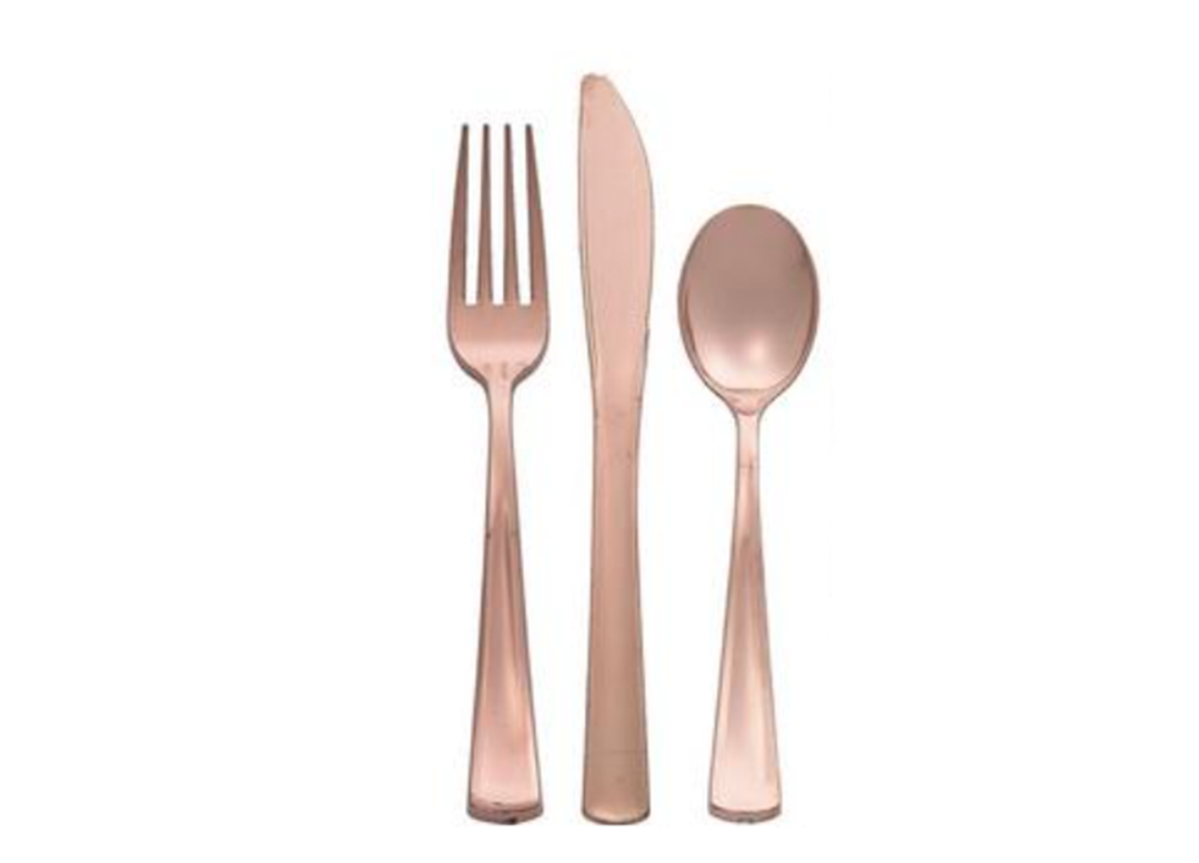 Rose Gold Premium Plastic Cutlery, 32ct