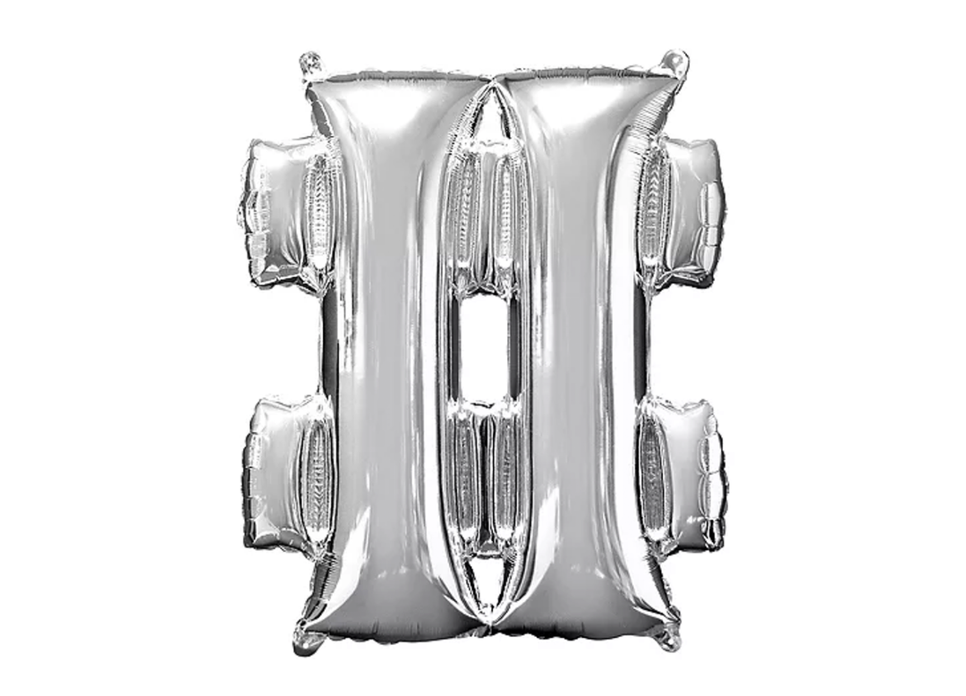 34” Silver Symbol Balloon (#) Shaped Foil Balloon