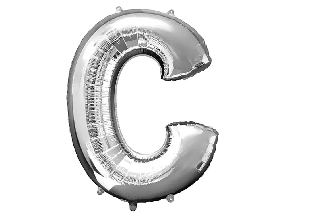 34” Silver Letter Balloon (C) Shaped Foil Balloon
