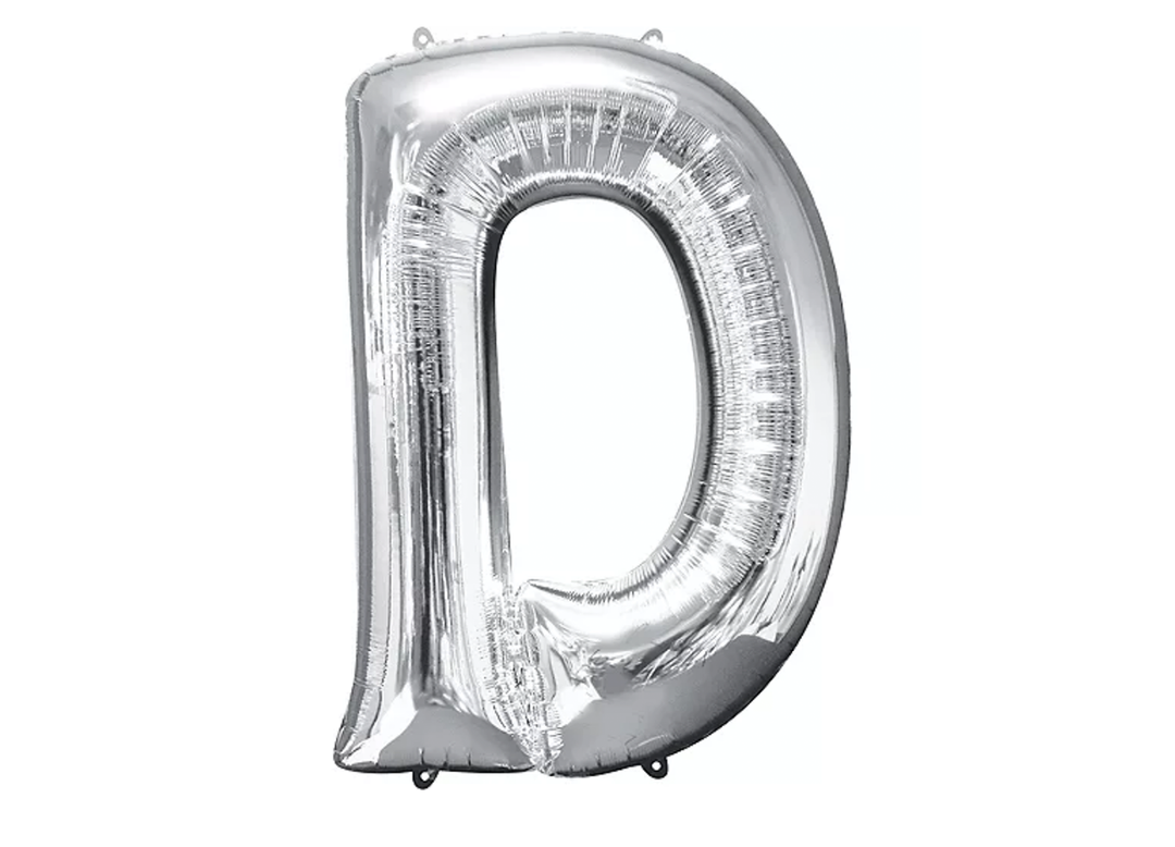 34” Silver Letter Balloon (D)Shaped Foil Balloon