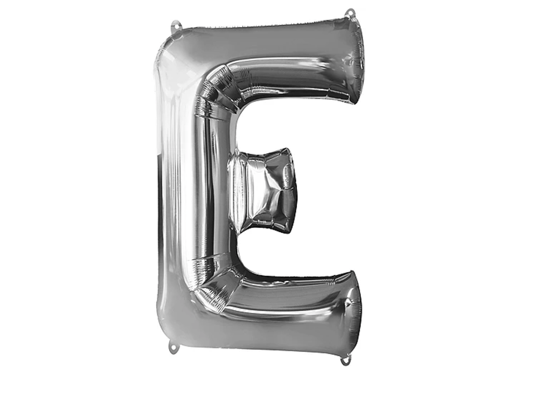 34” Silver Letter Balloon (E) Shaped Foil Balloon