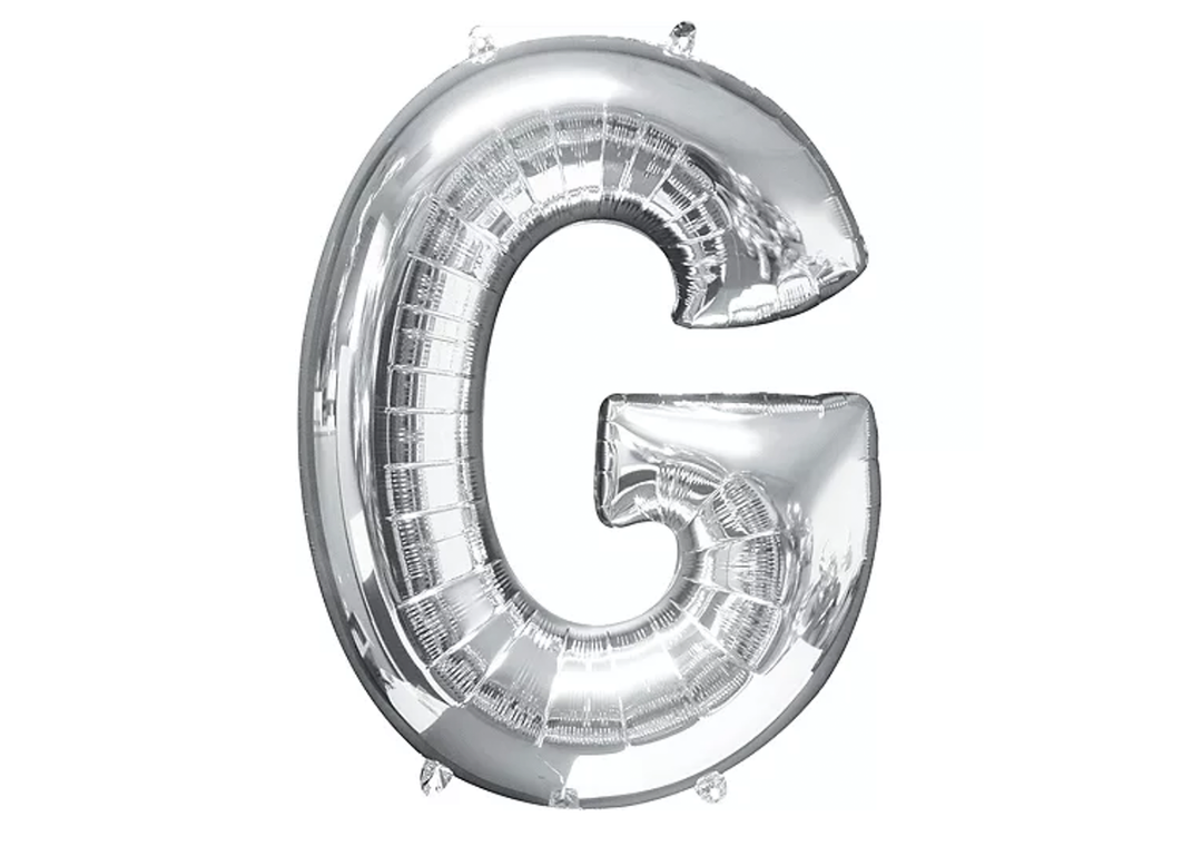 34” Silver Letter Balloon (G) Shaped Foil Balloon