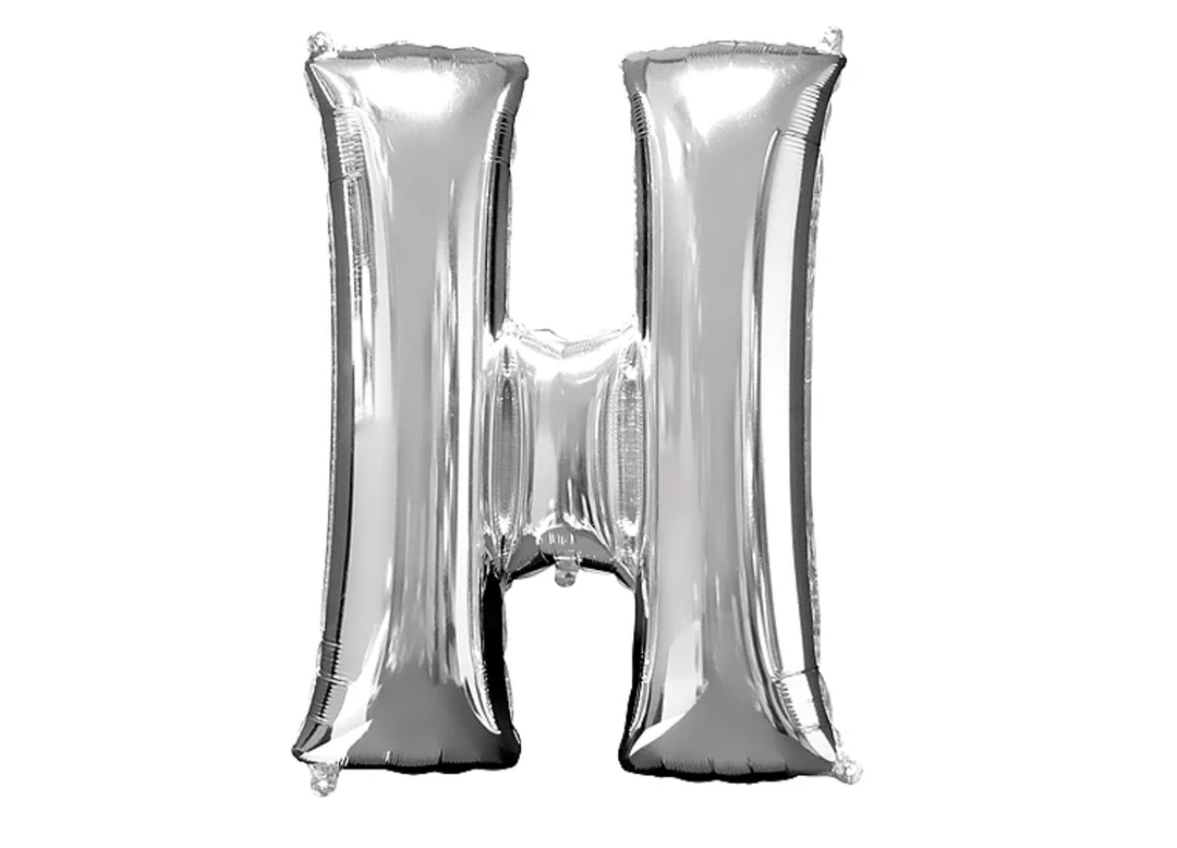 34” Silver Letter Balloon (H) Shaped Foil Balloon