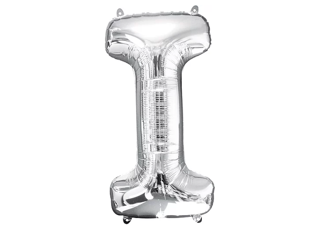 34” Silver Letter Balloon (I) Shaped Foil Balloon