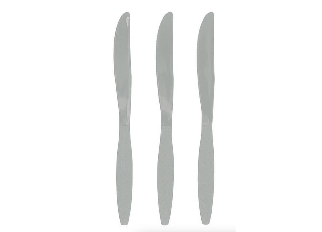 Silver Heavy - Duty Plastic Knives