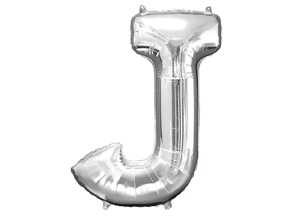 34” Silver Letter Balloon (J) Shaped Foil Balloon