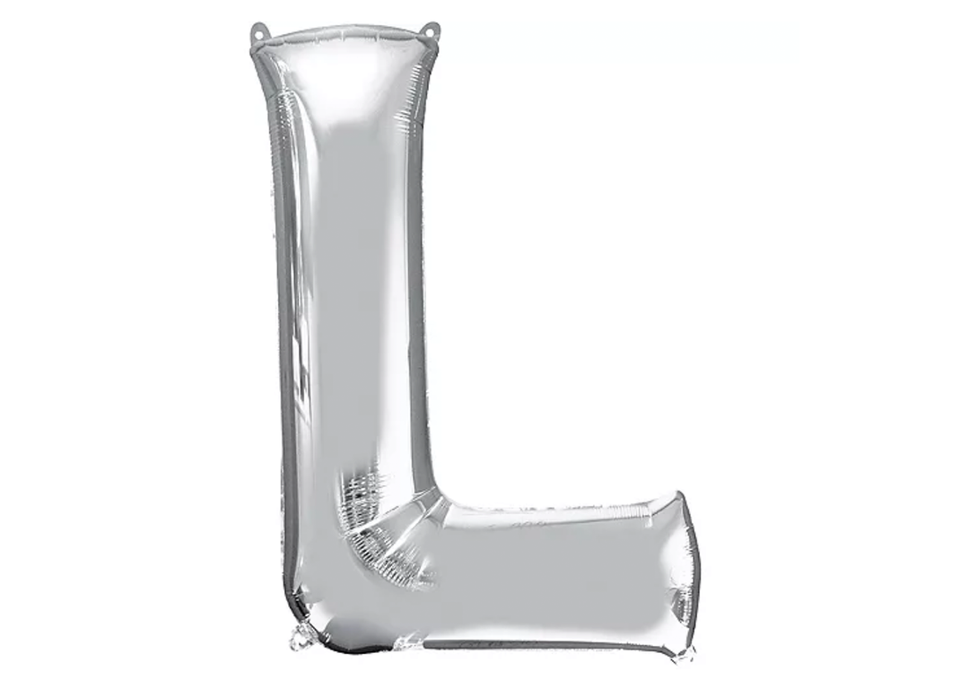 34” Silver Letter Balloon (L) Shaped Foil Balloon